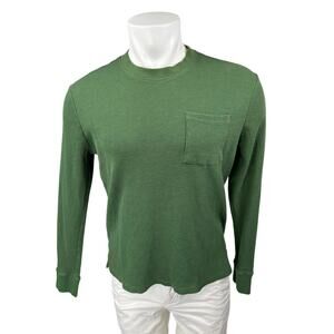 Stoic Men's Green Waffle Knit Long Sleeve Crew Neck Pocket Sweater Top Size L